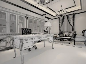 family - office - study room -091 3D Model