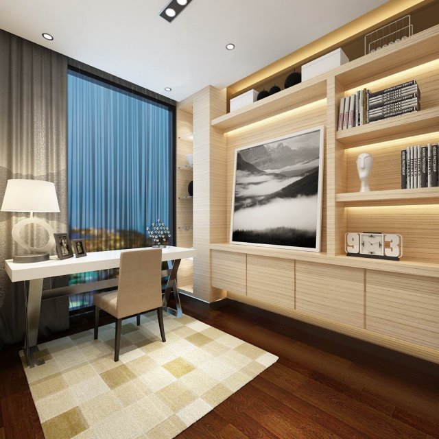 family - office - study room -093 3Dモデル .c4d .max .obj .3ds .fbx .stl .blend 