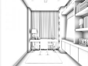 family - office - study room -093 3Dモデル