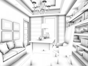 family - office - study room -095 Modello 3D