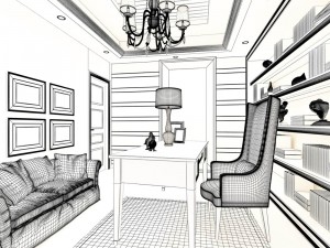 family - office - study room -095 Modello 3D
