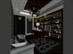 family - office - study room -095 Modello 3D