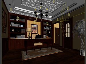 family - office - study room -097 3D Model