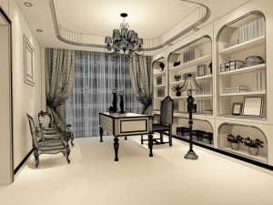 family - office - study room -098 Modello 3D