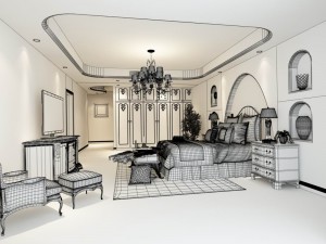 family - office - study room -098 Modello 3D