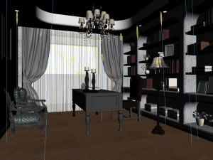 family - office - study room -098 Modello 3D