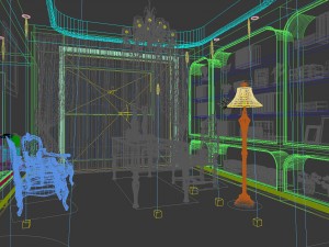 family - office - study room -098 Modello 3D