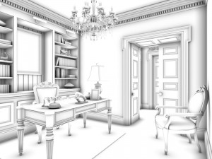 family - office - study room -099 3D Model