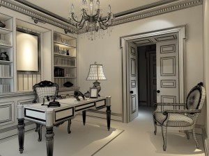 family - office - study room -099 3D Model