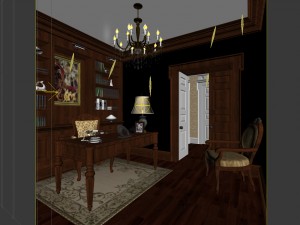 family - office - study room -099 3D Model