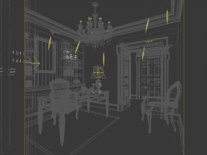 family - office - study room -099 3D Model
