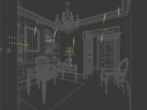 family - office - study room -099 3D Model