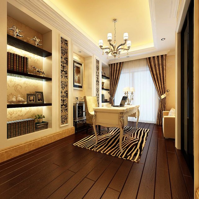 family - office - study room -0101 3D 모델 .c4d .max .obj .3ds .fbx .stl .blend 