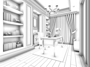 family - office - study room -0101 3D 모델