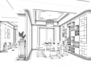 family - office - study room -0103 3D Model