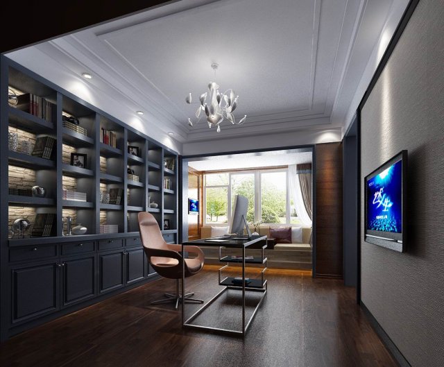 family - office - study room -0104 3D Модель .c4d .max .obj .3ds .fbx .stl .blend