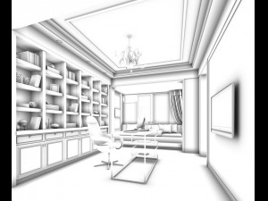 family - office - study room -0104 3D Модель