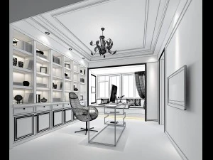 family - office - study room -0104 3D Model