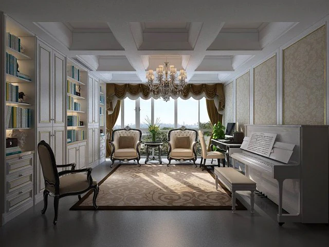 family - office - study room -0105 3D Model .c4d .max .obj .3ds .fbx .stl .blend 
