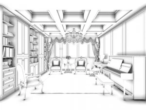 family - office - study room -0105 3D Model
