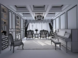 family - office - study room -0105 3D Model