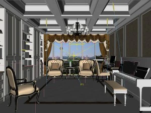 family - office - study room -0105 3D Model