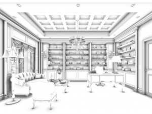family - office - study room -0107 3D Model