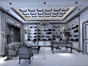 family - office - study room -0107 3D Model