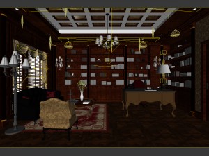 family - office - study room -0107 3D Model