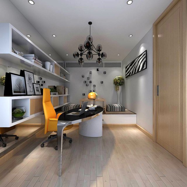 family - office - study room -0108 Modello 3D .c4d .max .obj .3ds .fbx .stl .blend 