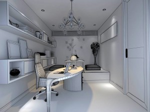 family - office - study room -0108 Modello 3D