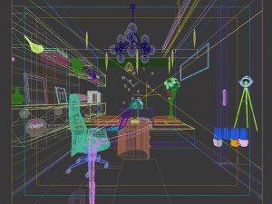 family - office - study room -0108 Modello 3D