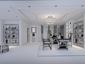 family - office - study room -0110 Modelo 3D
