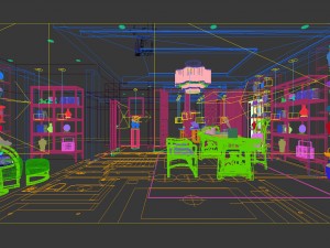 family - office - study room -0110 Modelo 3D