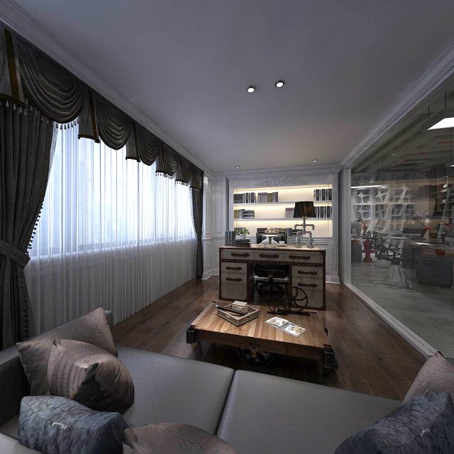 family - office - study room -0111 3D Model .c4d .max .obj .3ds .fbx .stl .blend 