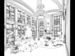 family - office - study room -0112 Modèle 3D