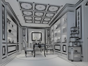 family - office - study room -0113 Modello 3D