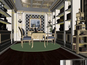family - office - study room -0113 Modello 3D