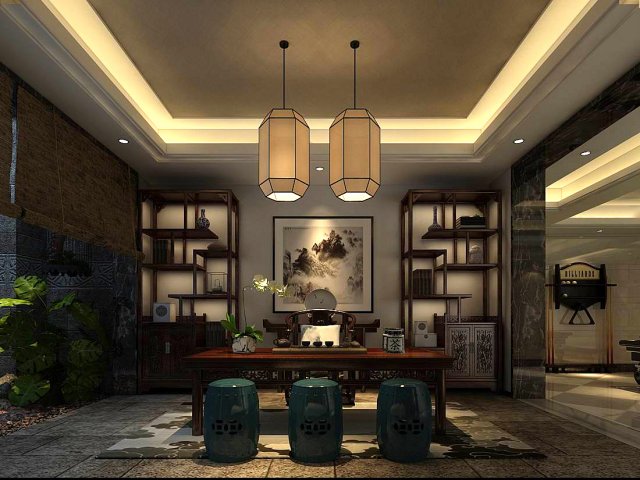 family - office - study room -0114 3D Model .c4d .max .obj .3ds .fbx .stl .blend 