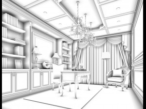 family - office - study room -0116 3D Model