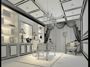 family - office - study room -0116 3D Model
