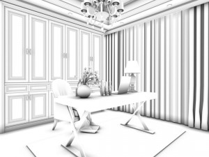 family - office - study room -0118 3D Model