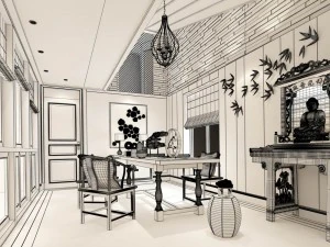 family - office - study room -0126 3D Model