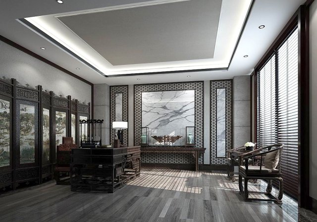 family - office - study room -0127 Model 3D .c4d .max .obj .3ds .fbx .stl .blend 