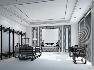 family - office - study room -0127 3D Model