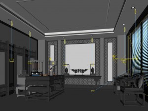 family - office - study room -0127 Model 3D