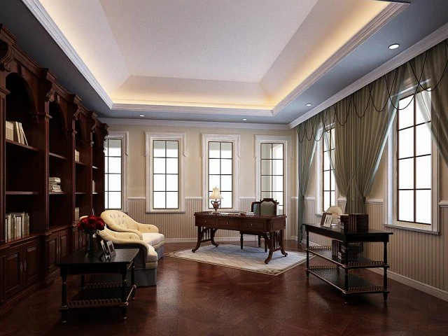 family - office - study room -0128 3D Model .c4d .max .obj .3ds .fbx .stl .blend 