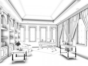 family - office - study room -0128 3D Model