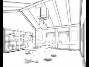 family - office - study room -0130 3D Model