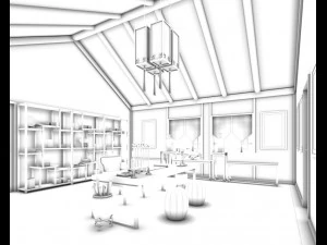 family - office - study room -0130 3D Model